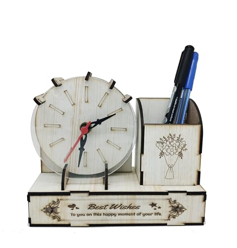 Digital Analog Clock with Desk Organizer Compartment for Study Table Office Desk Organizer