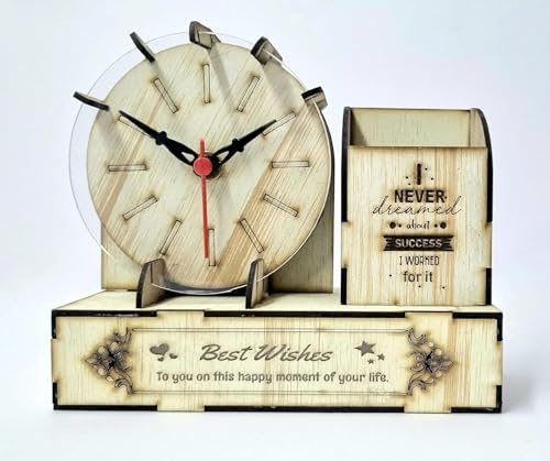 Digital Analog Clock with Desk Organizer Compartment for Study Table Office Desk Organizer