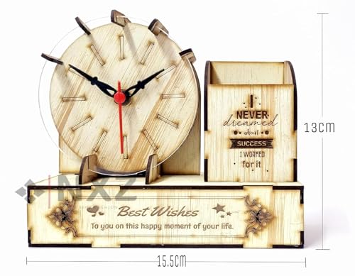Digital Analog Clock with Desk Organizer Compartment for Study Table Office Desk Organizer