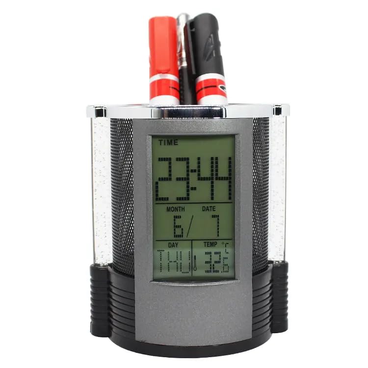 Digital Pen Holder with Clock