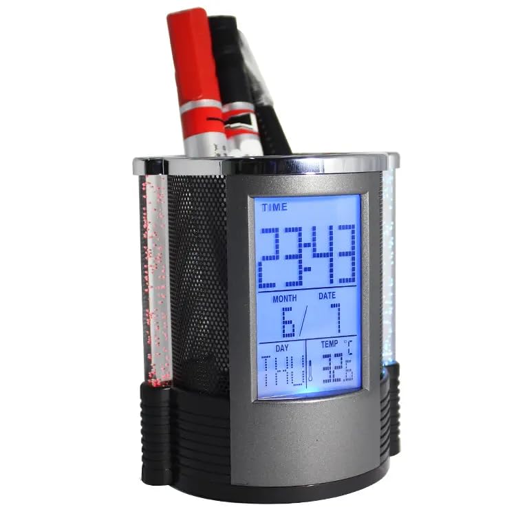 Digital Pen Holder with Clock