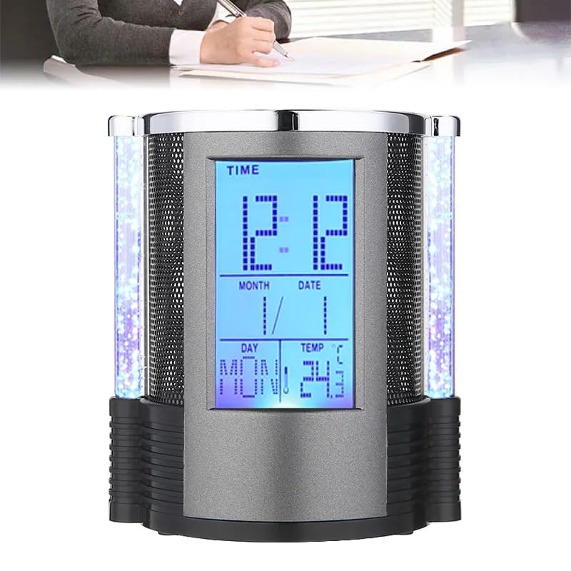 Digital Pen Holder with Clock