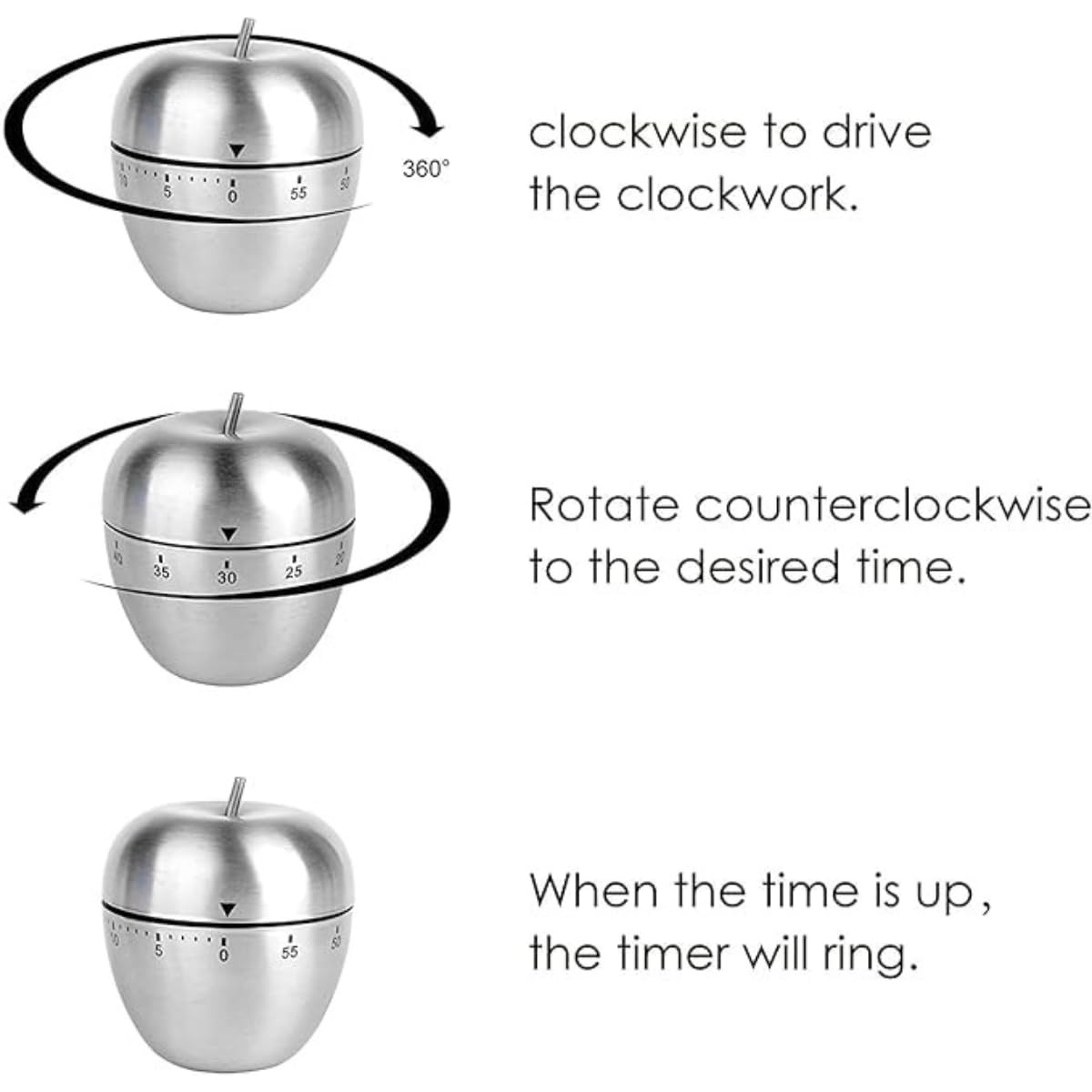 Stainless Steel Apple Kitchen Timer