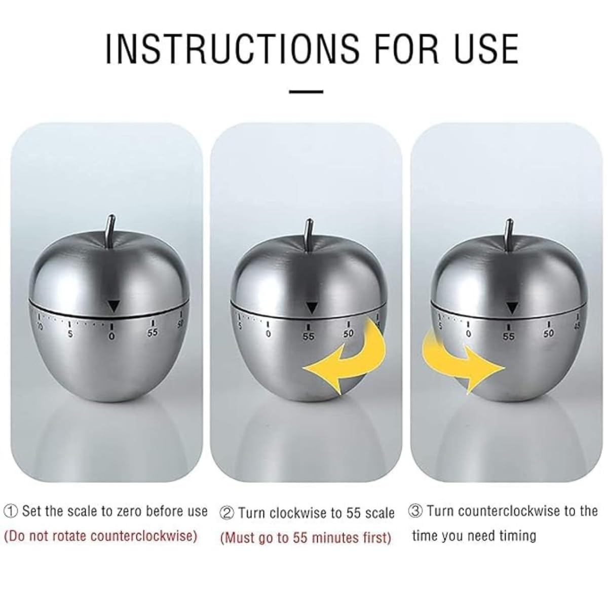 Stainless Steel Apple Kitchen Timer