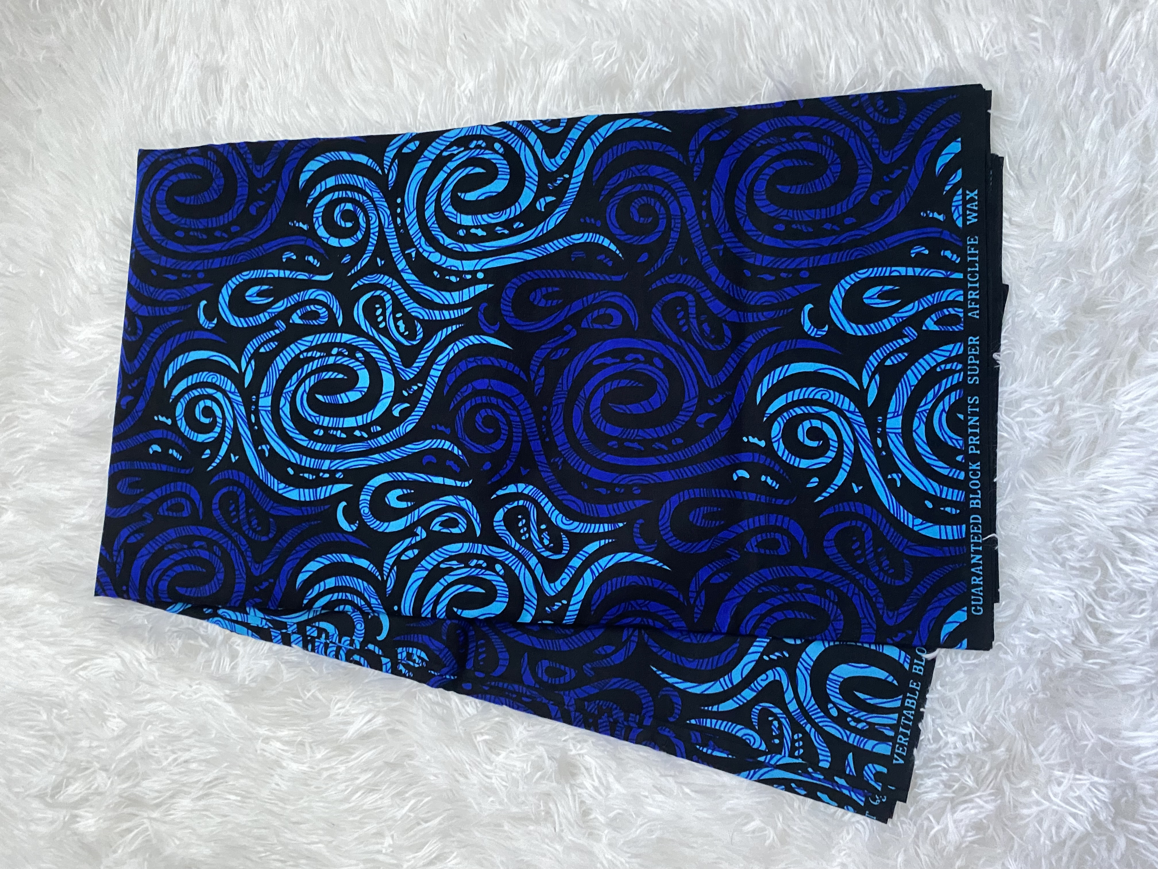 Blue Swirl Pattern Fabric