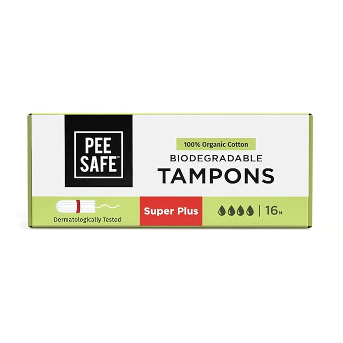 Pee Safe 100% Organic Cotton Biodegradable Tampons Super Plus