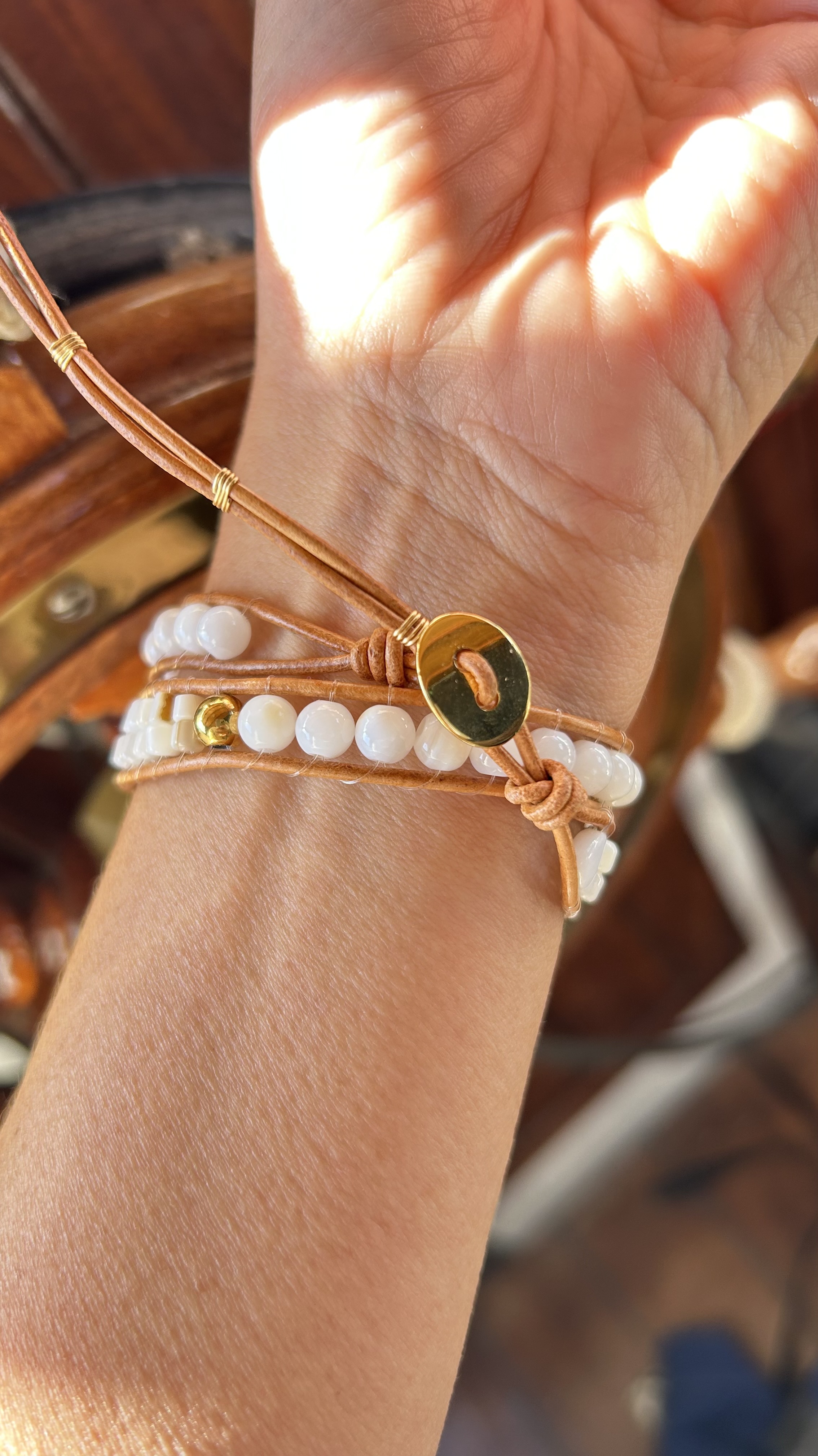 Shell beads wrap bracelet