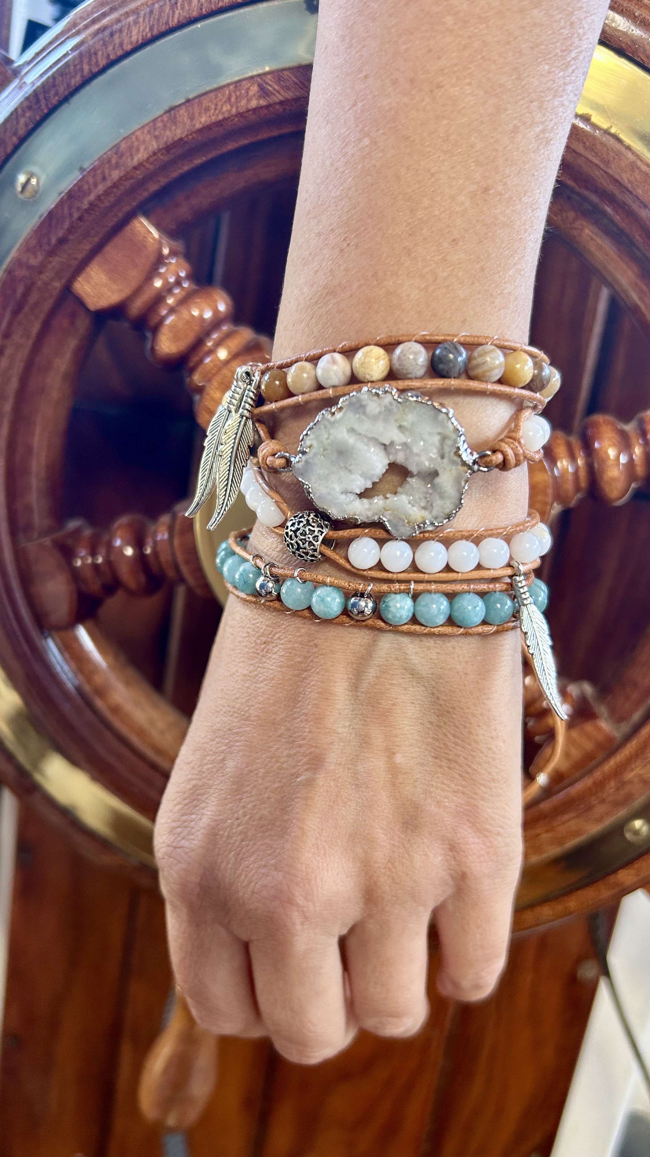 Boho bracelet with feathers