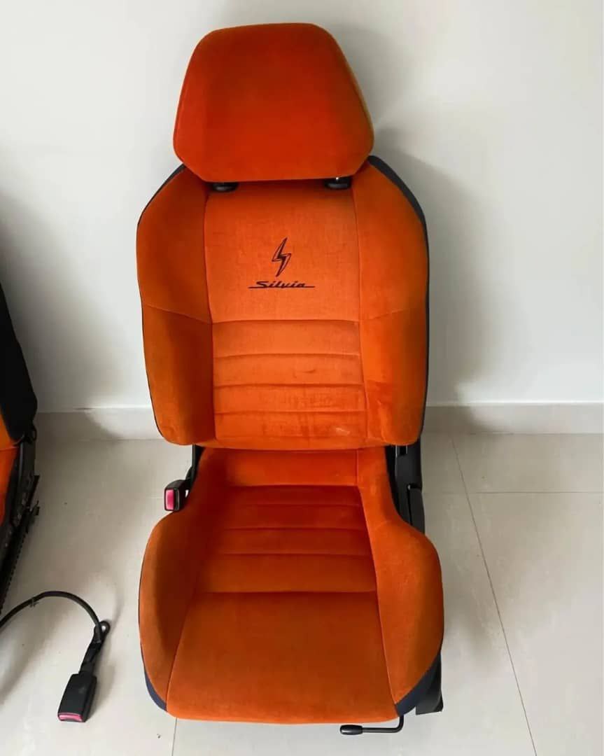 Complete Set of Pristine Nissan Silvia S15 Orange Option B Seats with Matching Door Cards