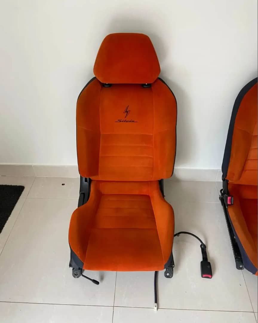 Complete Set of Pristine Nissan Silvia S15 Orange Option B Seats with Matching Door Cards