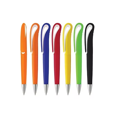 Boligrafo plastico de Color Solido, Clip Curvo Interior Blanco