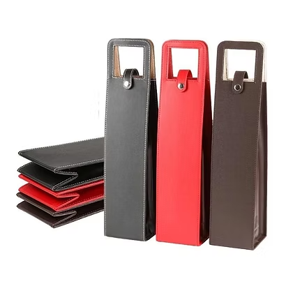 Bolsa Porta Vino en Cuerina con Costuras