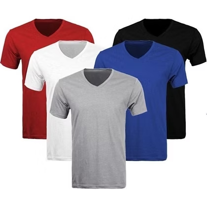 Camiseta de algodon cuello V