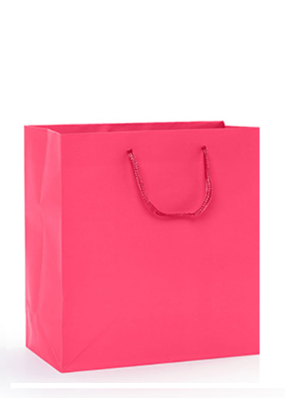 Bolsas de papel color fiusha con asas de cordón