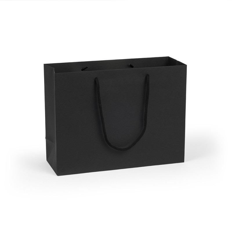 Bolsa de cartón color negro tamaño 32x25x11 cm