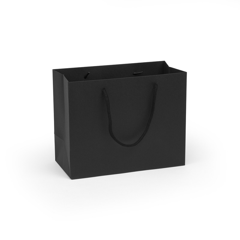 Bolsa de cartón color negro tamaño 27x19x09 cm
