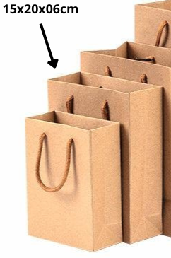 Bolsa de cartón kraft tamaño 15x21x06 cm