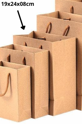 Bolsa de cartón kraft tamaño 19x24x08 cm