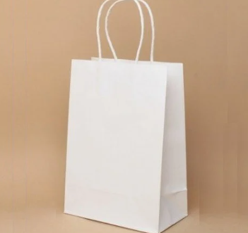 Bolsa kraft color blanco tamaño 18x22x10 cm