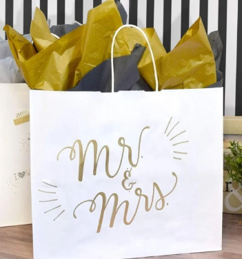 Bolsa kraft color blanco tamaño 40x42x14 cm