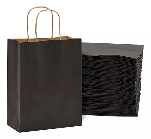 Bolsa kraft color negro tamaño 15x21x08 cm