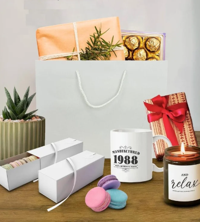 Bolsa de cartón blanco matte tamaño 40x30x14 cm