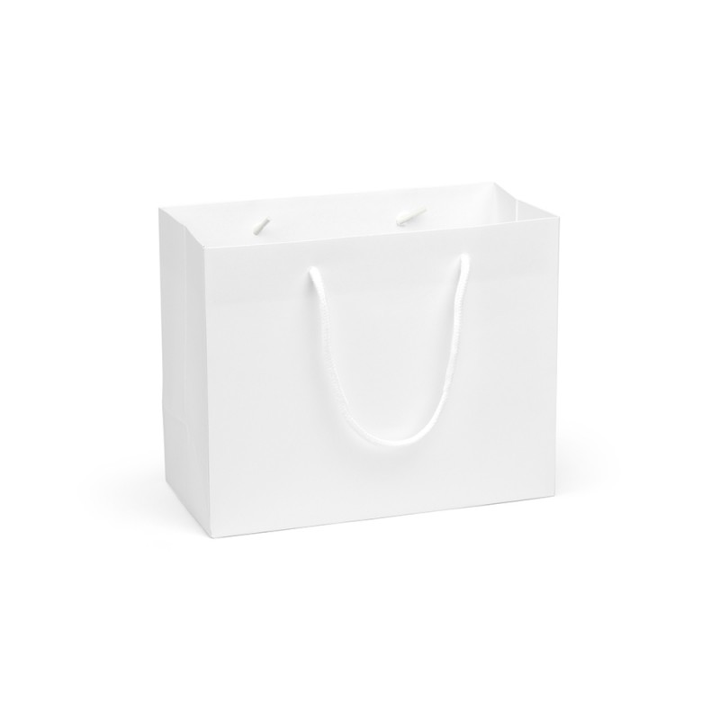 Bolsa de cartón  blanco matte tamaño 27x19x09 cm