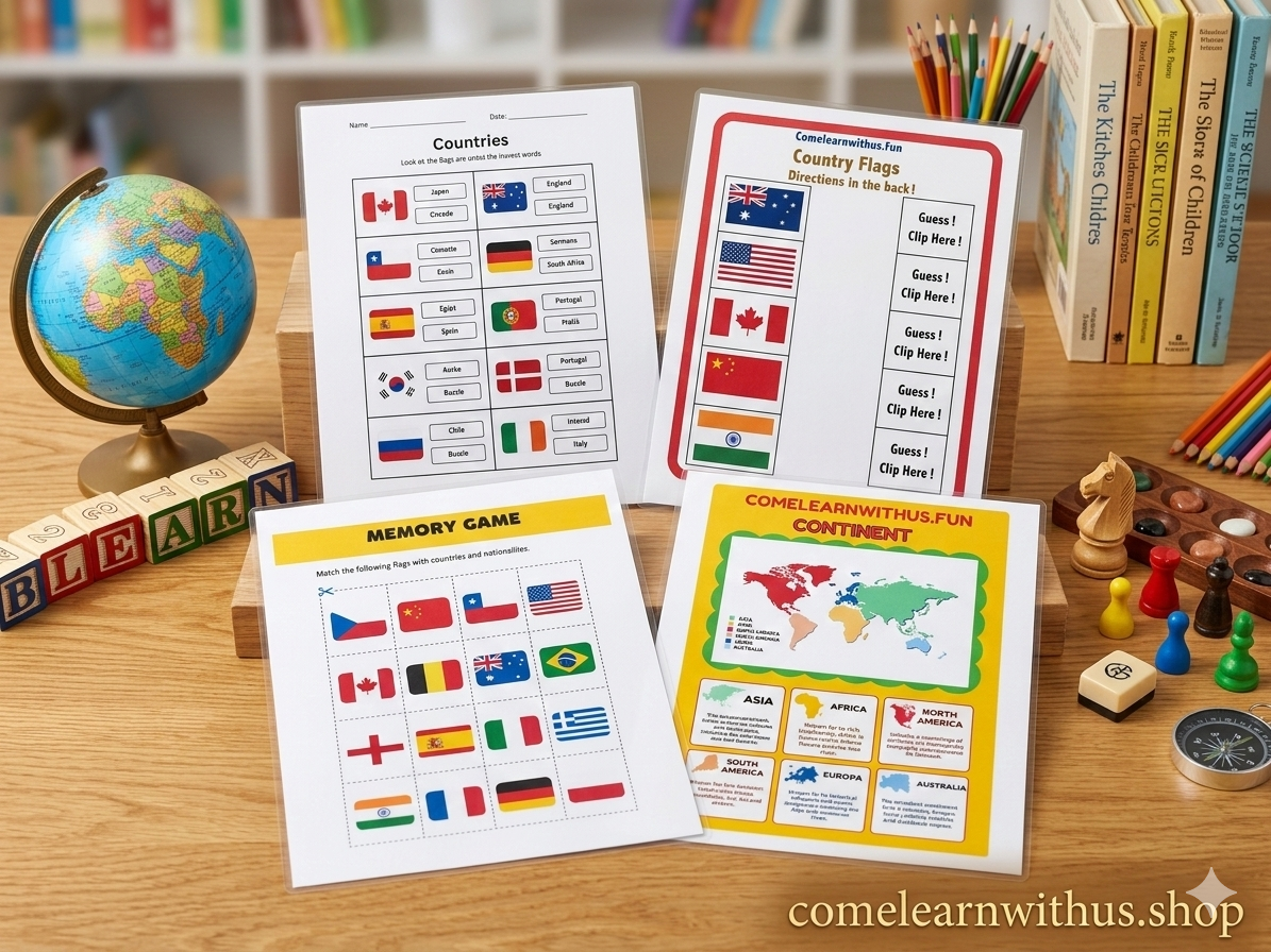 Educational Geography Worksheets Set
