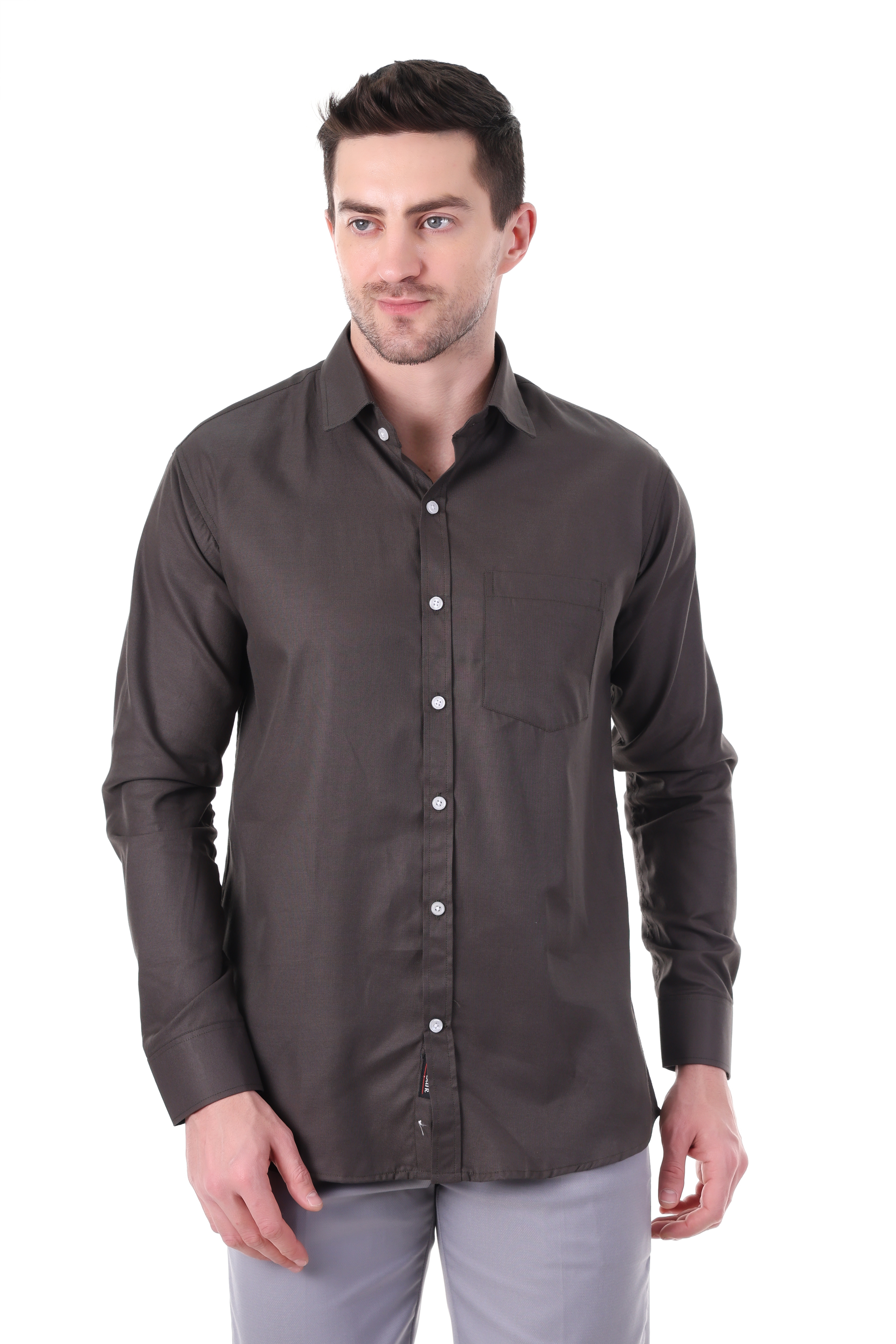 Beedark Men's Casual Jet Black Cotton Shirt