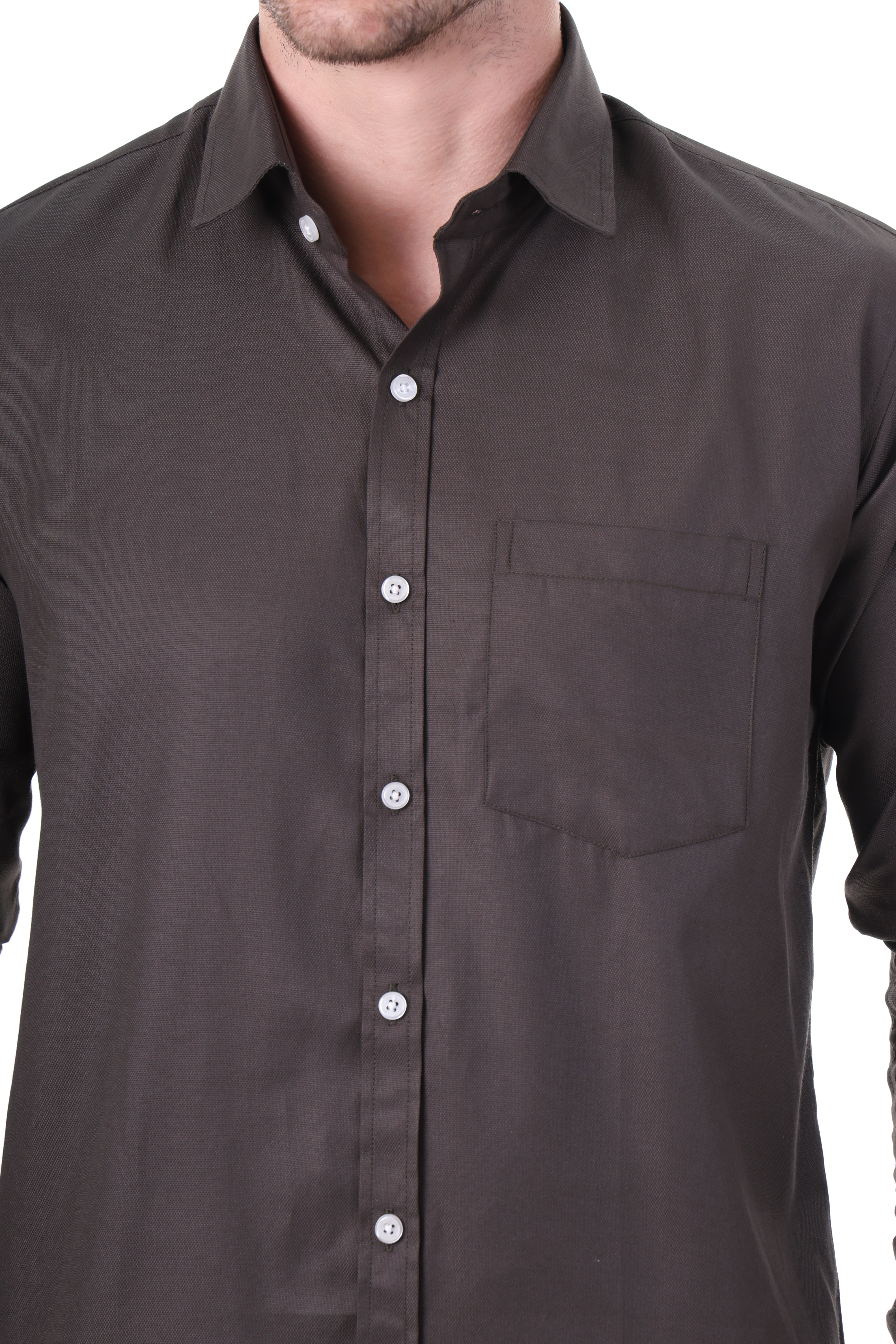 Beedark Men's Casual Jet Black Cotton Shirt