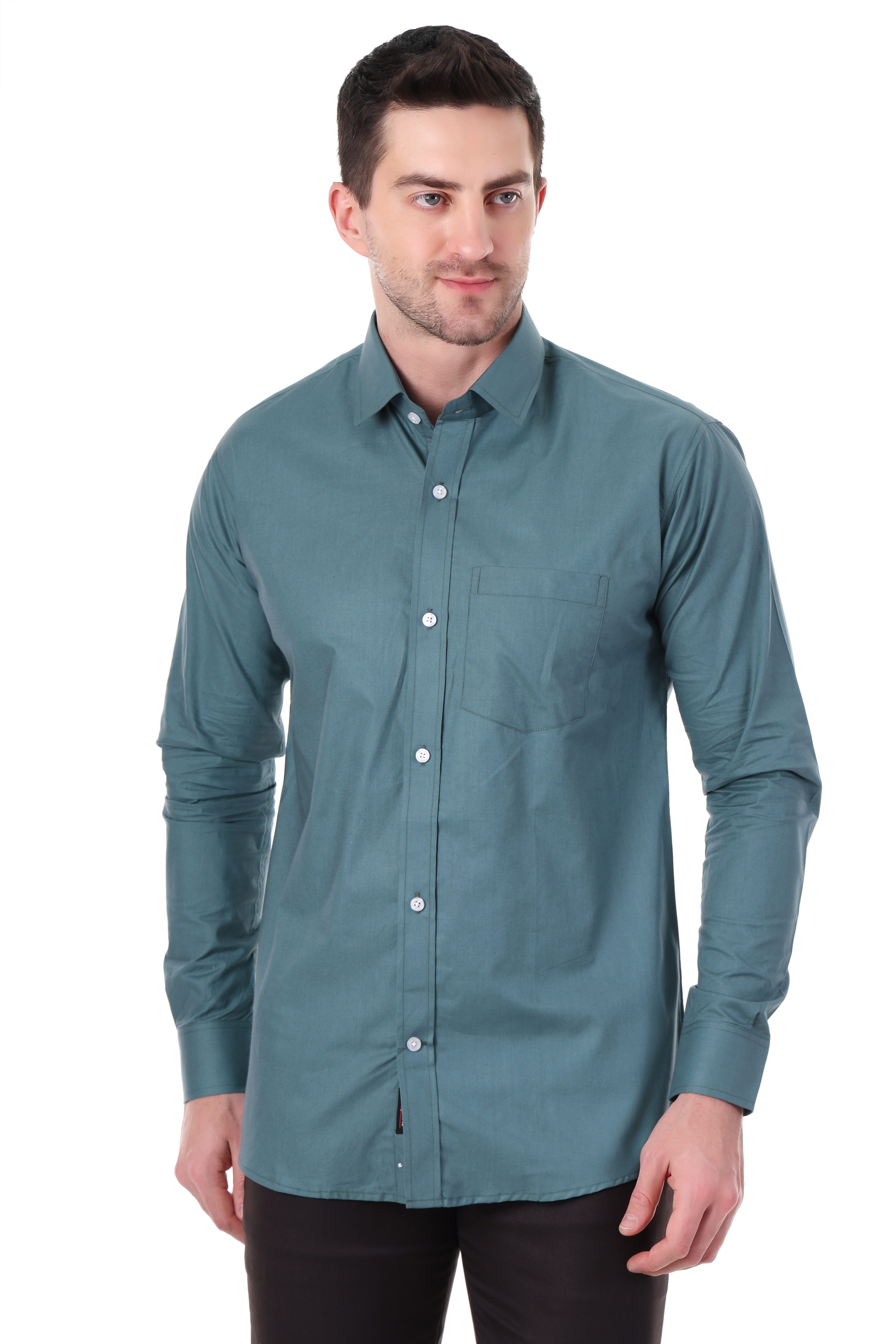 Beedark Men's casual Teal Green cotton shirt