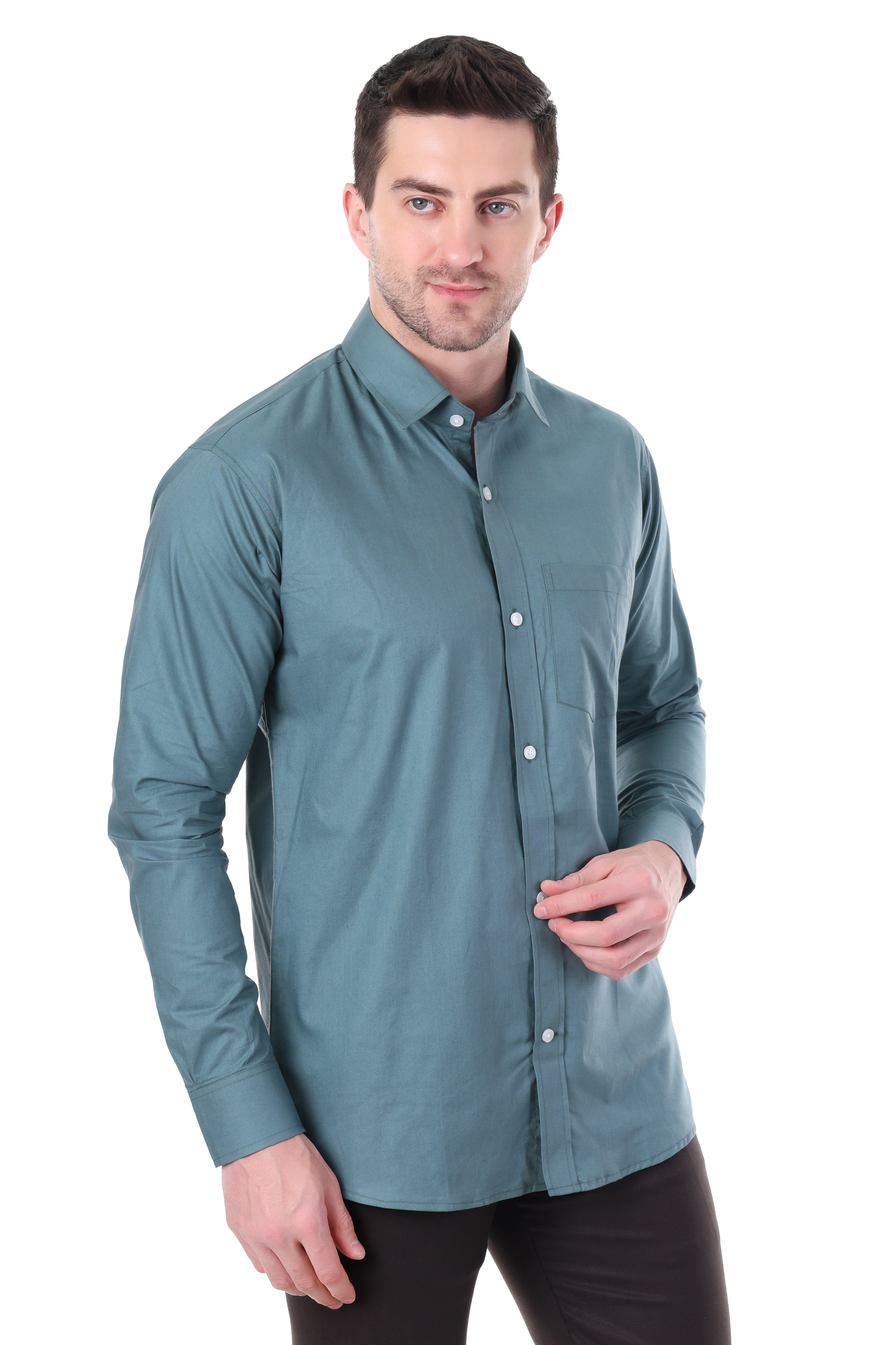 Beedark Men's casual Teal Green cotton shirt