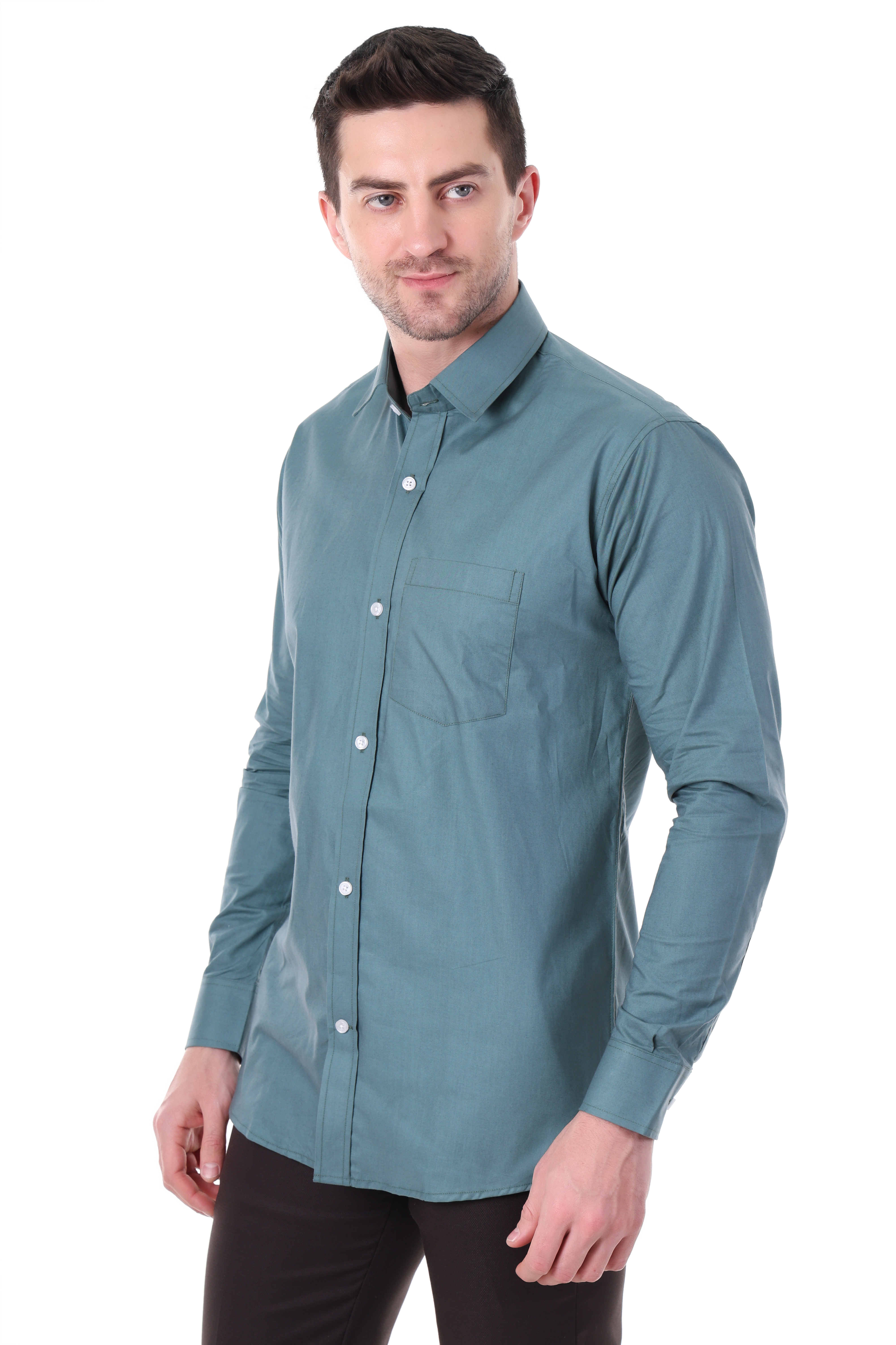 Beedark Men's casual Teal Green cotton shirt