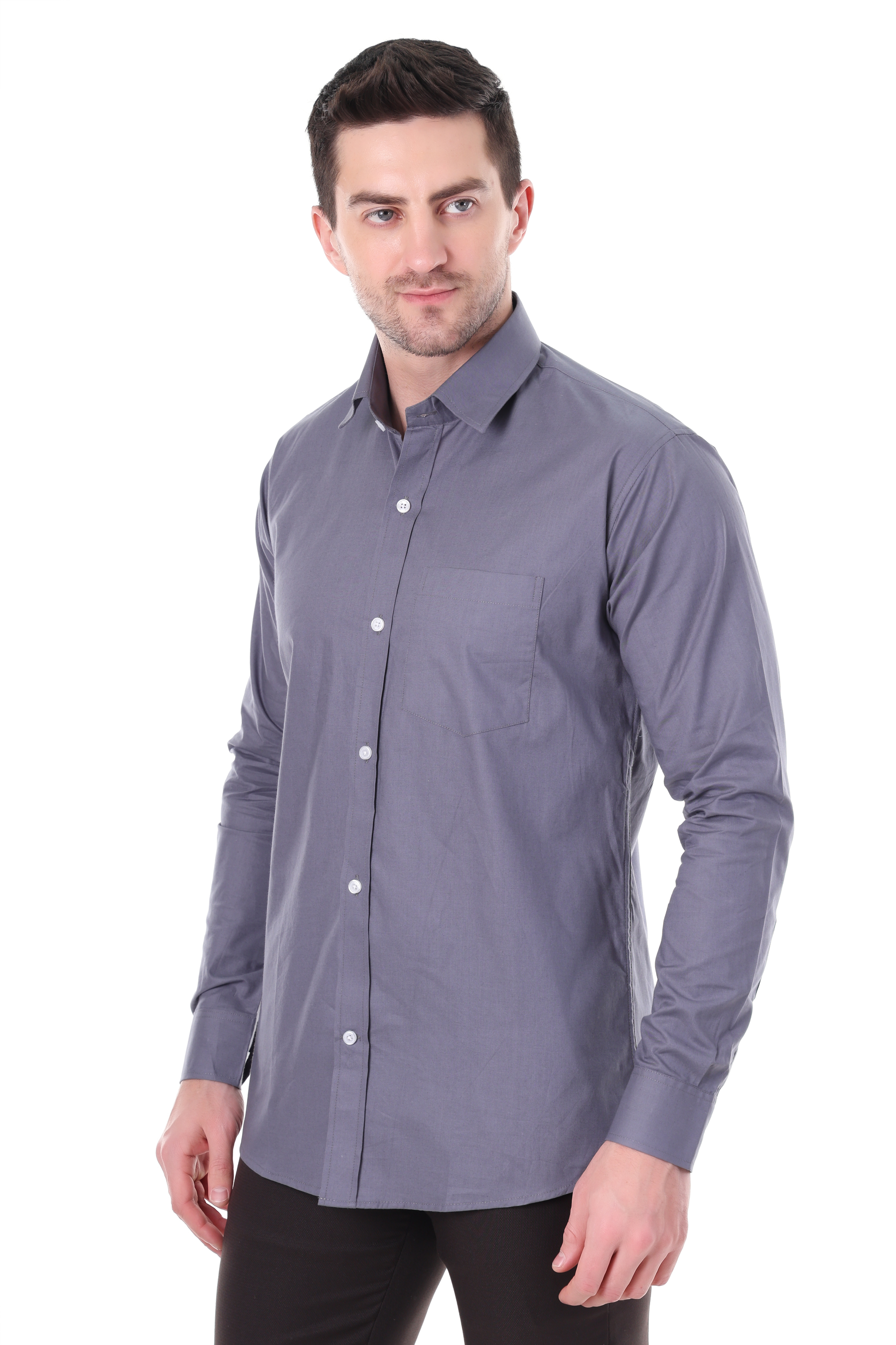 Beedark Men's casual Charcoal Grey cotton shirt