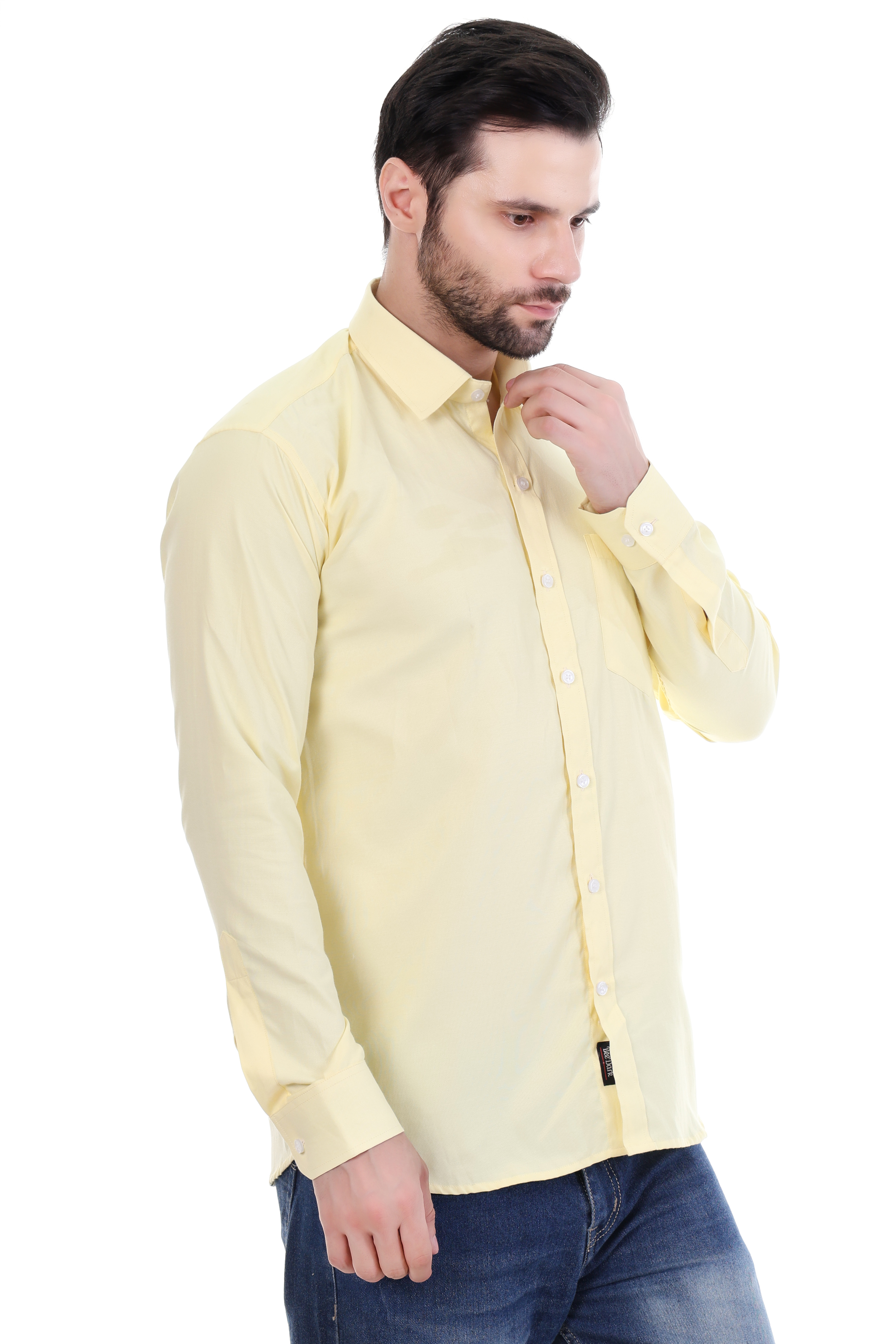 Beedark Men's Casual Light Beige Shirt Full Sleeve 