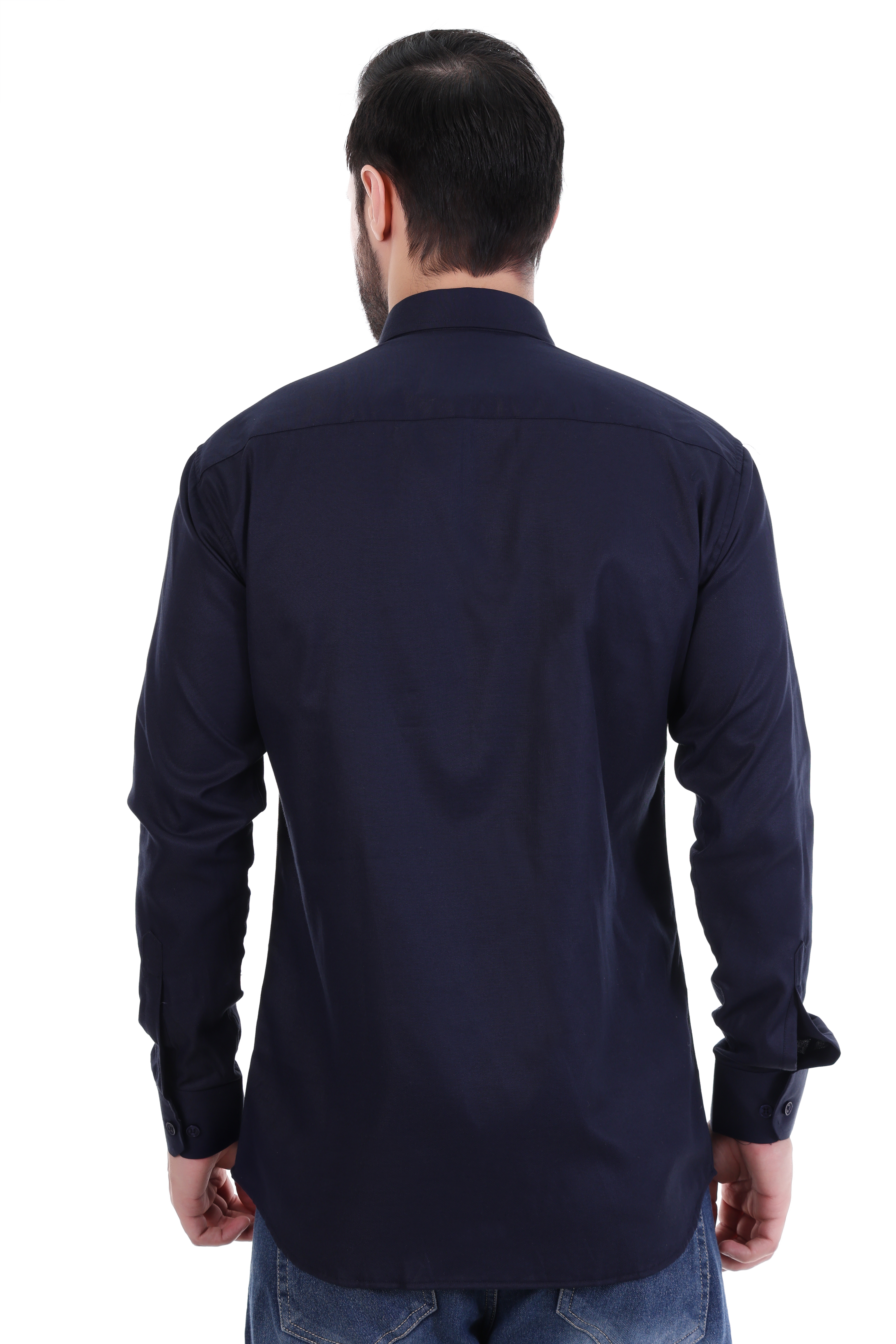 Beedark Men's Casual Navy Blue Shirt Full Sleeve
