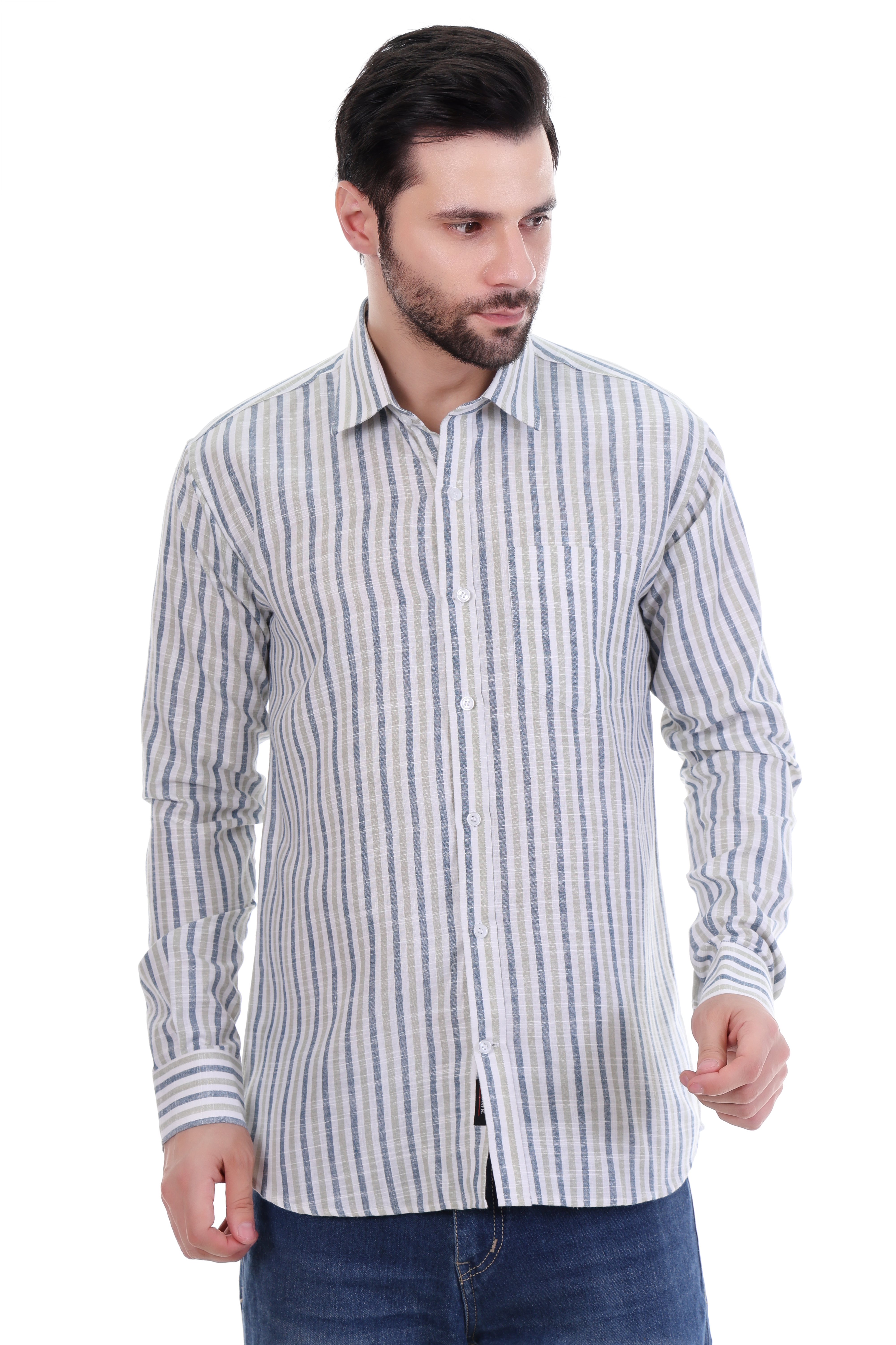 Beedark Men's Casual Nord Stripe Shirt Full Sleeve