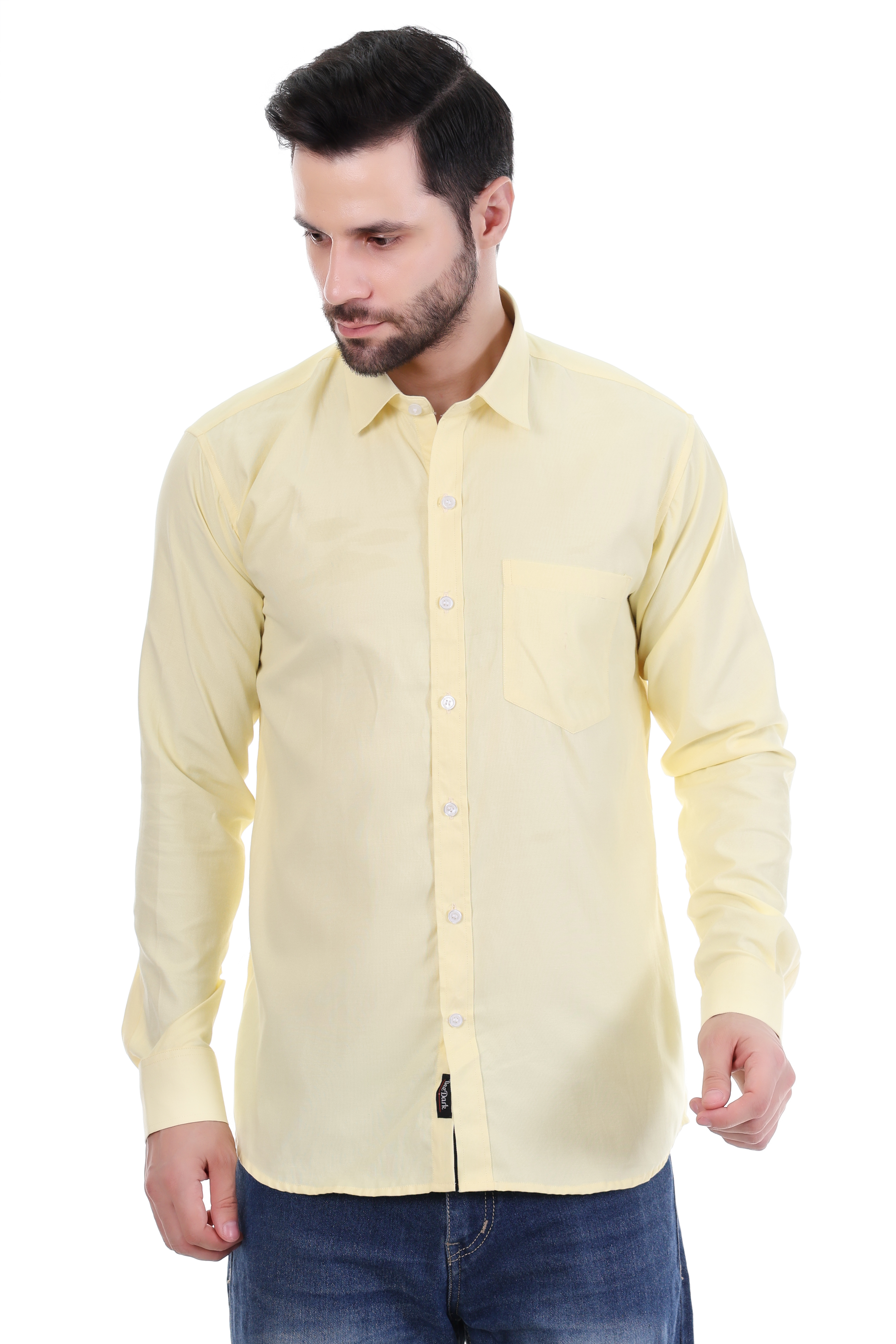 Beedark Men's Casual Light Beige Shirt Full Sleeve