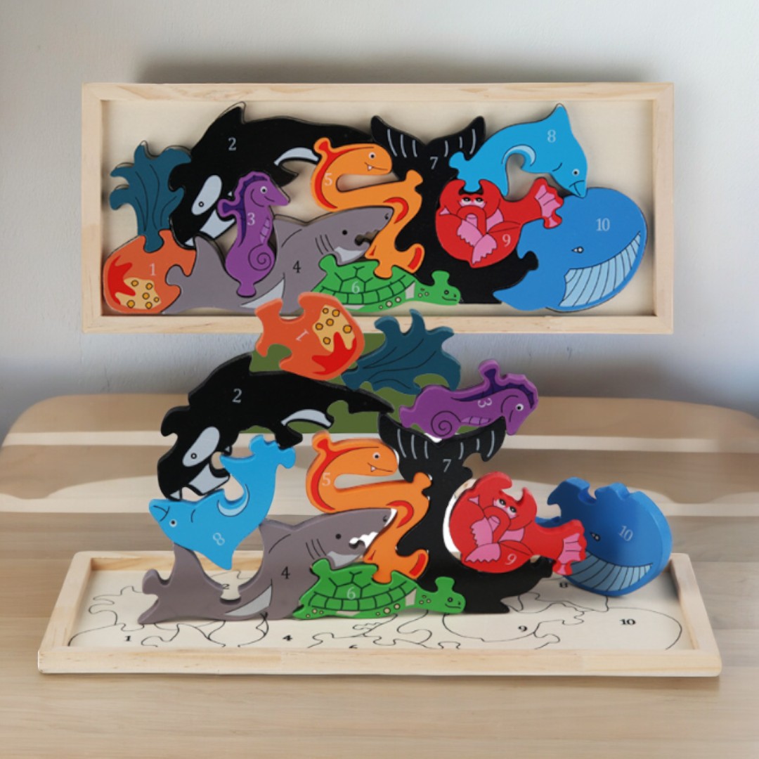 3D Puzzle and Stacking Wooden Educational Toy - 30 x 12.5 cm