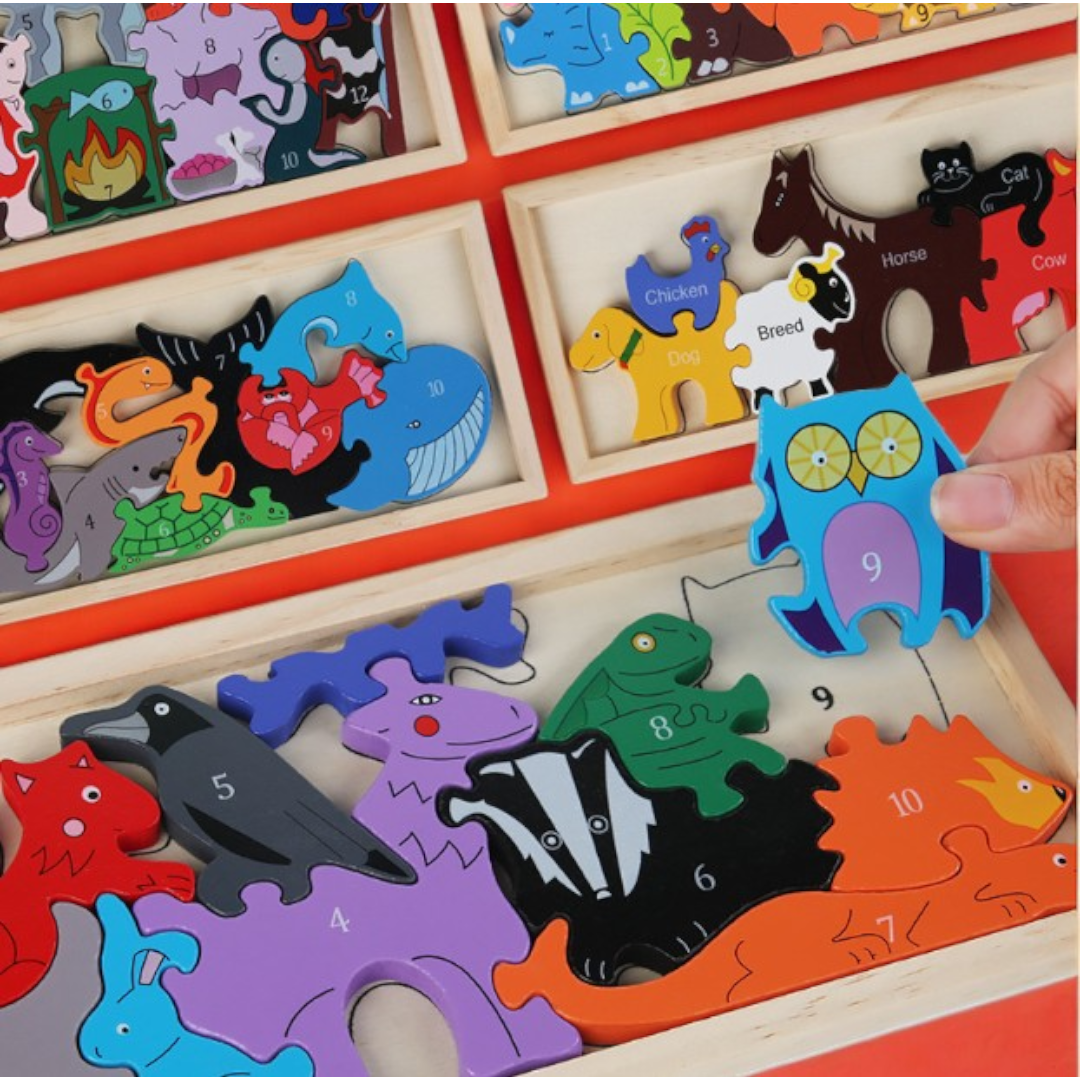 3D Puzzle and Stacking Wooden Educational Toy - 30 x 12.5 cm