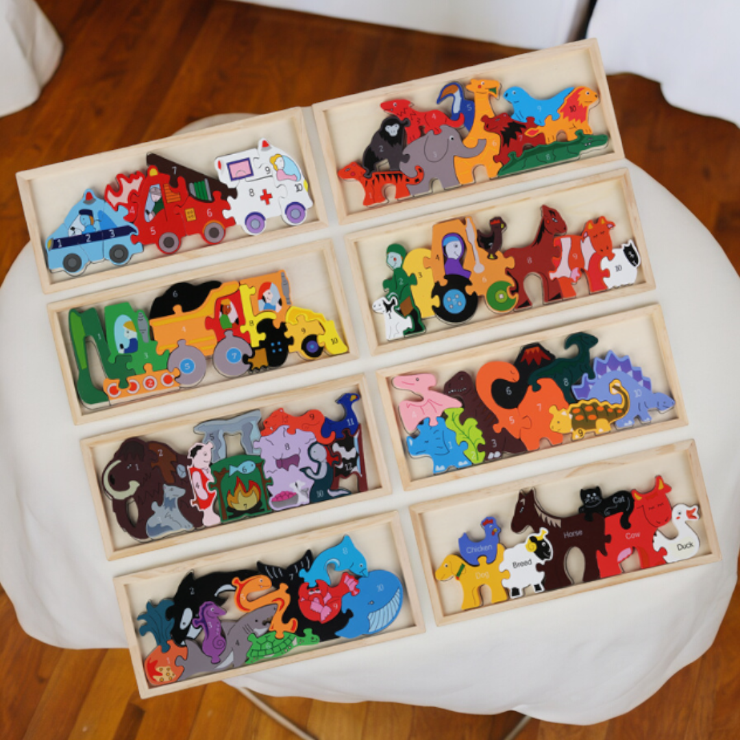 3D Puzzle and Stacking Wooden Educational Toy - 30 x 12.5 cm
