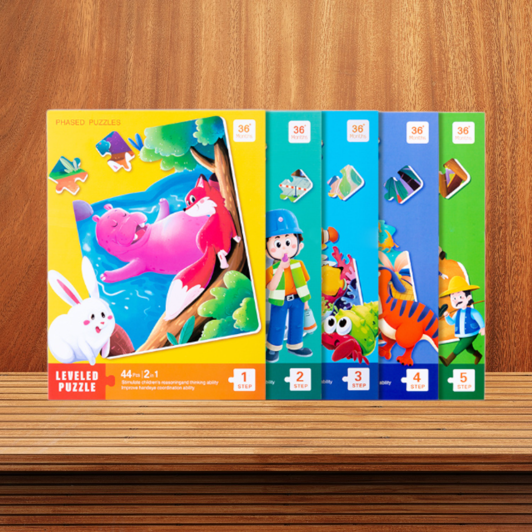 Two in One Large Book Style Leveled Children Jigsaw Puzzle - 44 x 28.5 cm