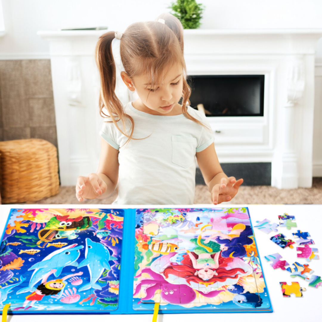 Two in One Large Book Style Leveled Children Jigsaw Puzzle - 44 x 28.5 cm