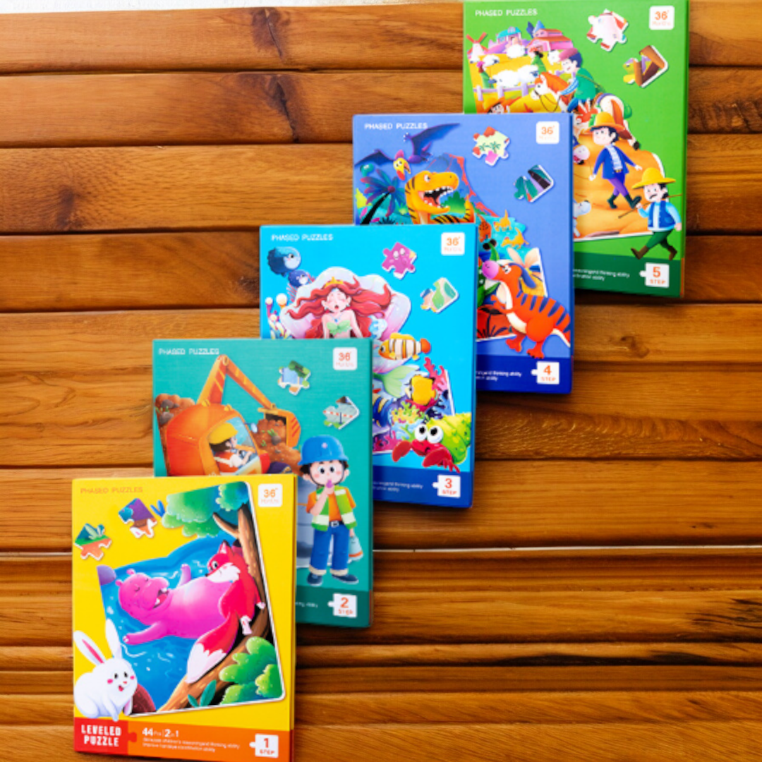 Two in One Large Book Style Leveled Children Jigsaw Puzzle - 44 x 28.5 cm