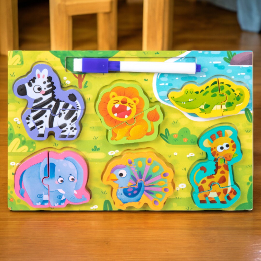 Kids White Board and Small Puzzles Set - 22.5 x 15 cm