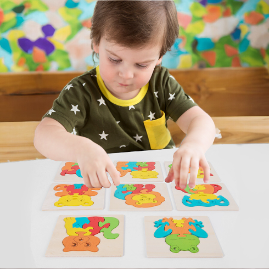 Parent Child 3D Wooden Jigsaw Puzzle Toy 11 x 11 cm