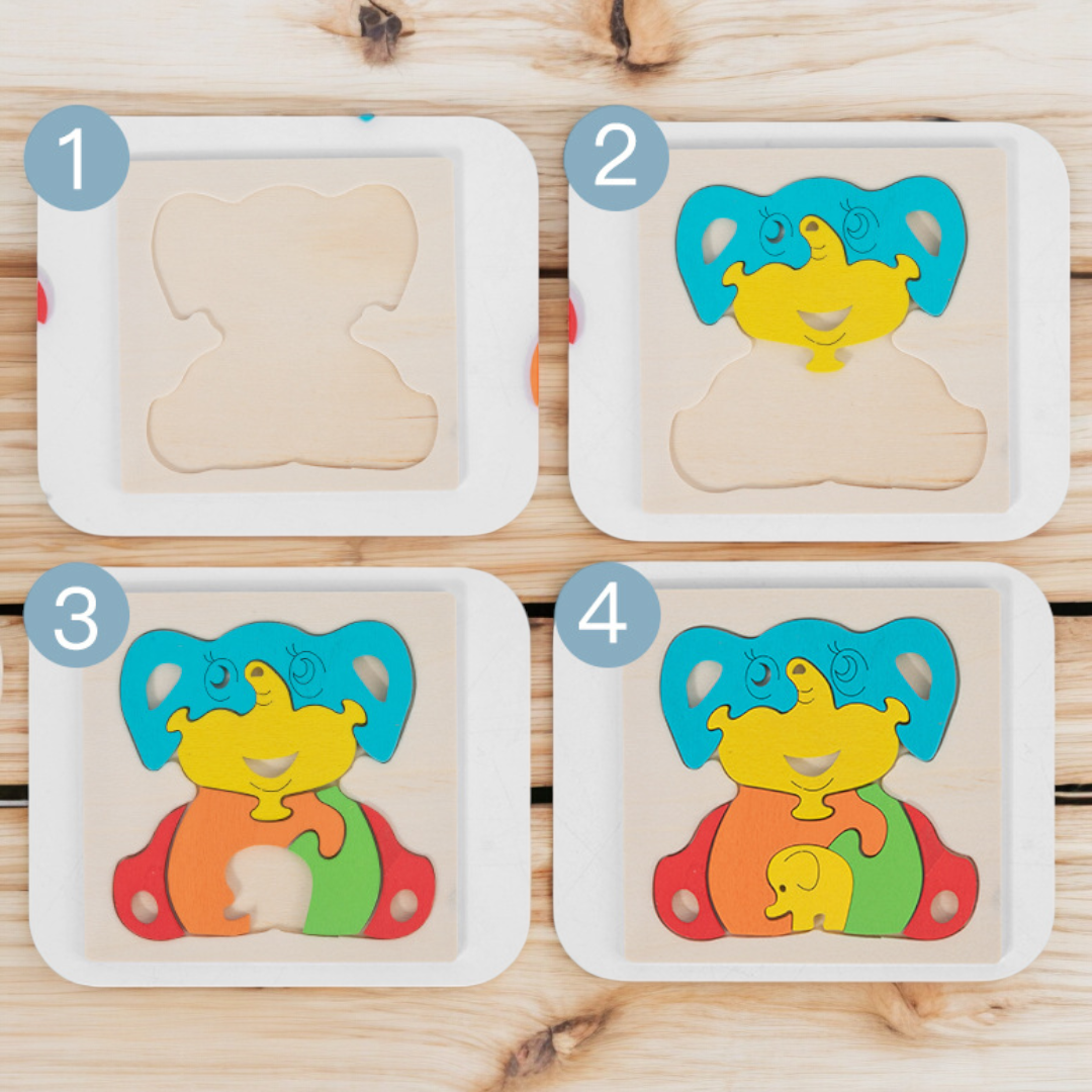 Parent Child 3D Wooden Jigsaw Puzzle Toy 11 x 11 cm