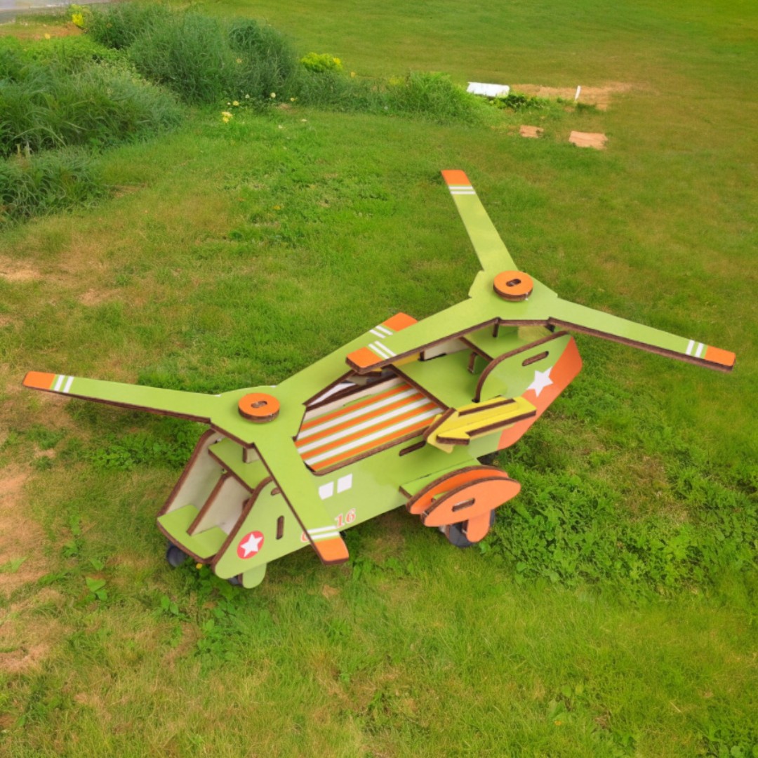 Airplane Assembly 3D Wooden Model - DIY Educational Development Puzzle Toy