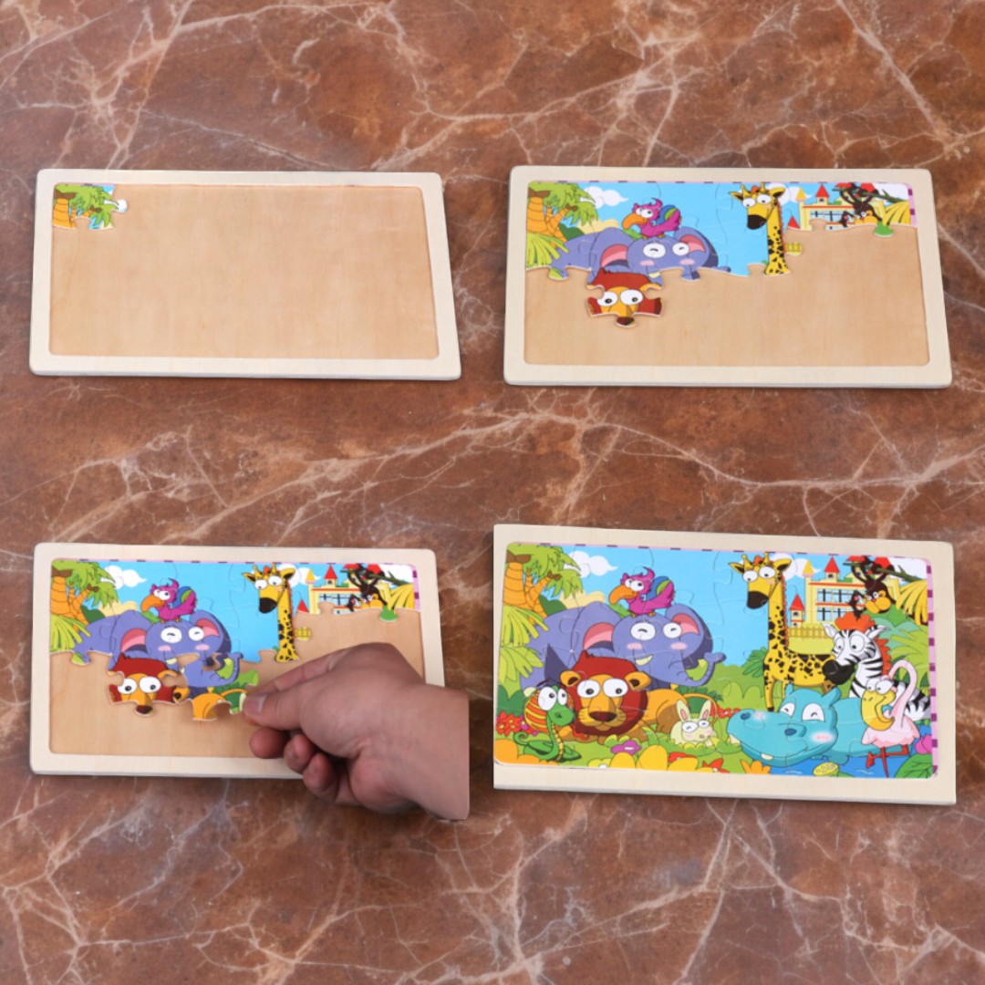 24 Pieces Wooden Children Puzzle With Frame - 22.5 x 15 cm