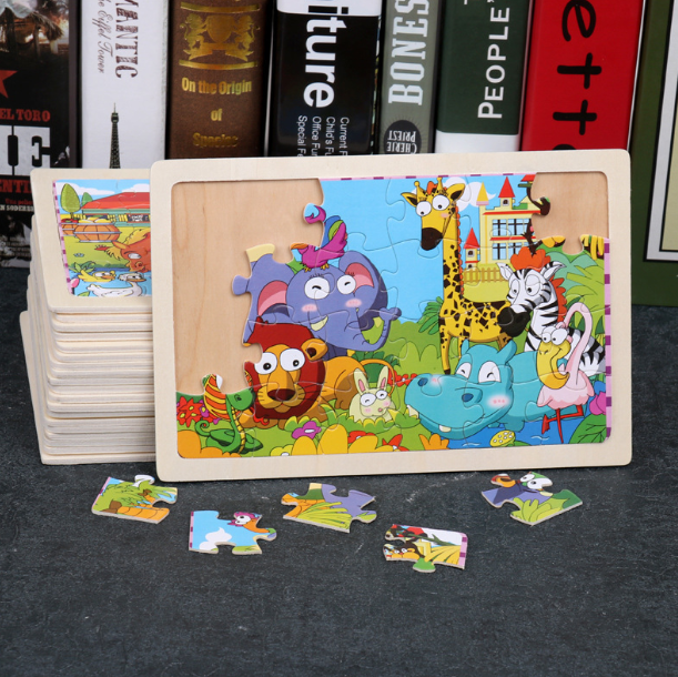 24 Pieces Wooden Children Puzzle With Frame - 22.5 x 15 cm